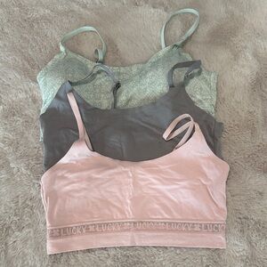Lucky Brand Bralette Trio - Soft Pink, Charcoal, Mint